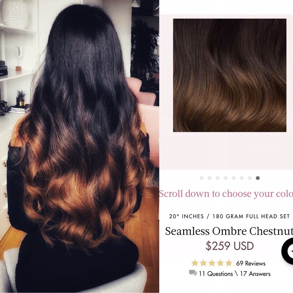 ✨Luxy Seamless Clip-in Extensions 20” inch Ombré